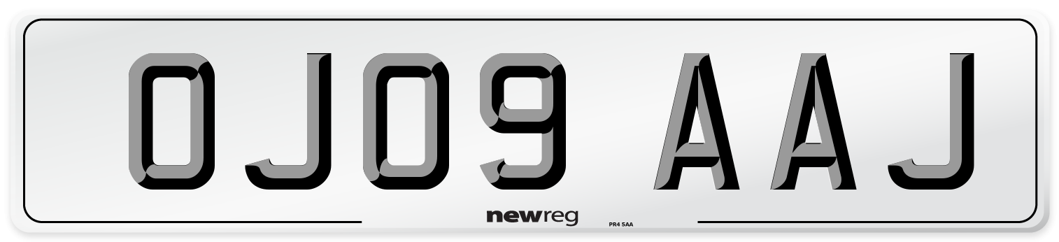 OJ09 AAJ Number Plate from New Reg